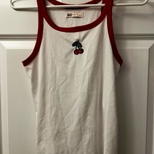 SO White Tank Top with Red Accents